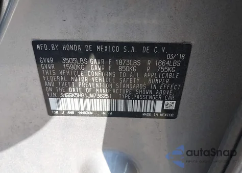 2018 Honda Fit Sport from USA, damaged, VIN 3HGGK5H61JM736251